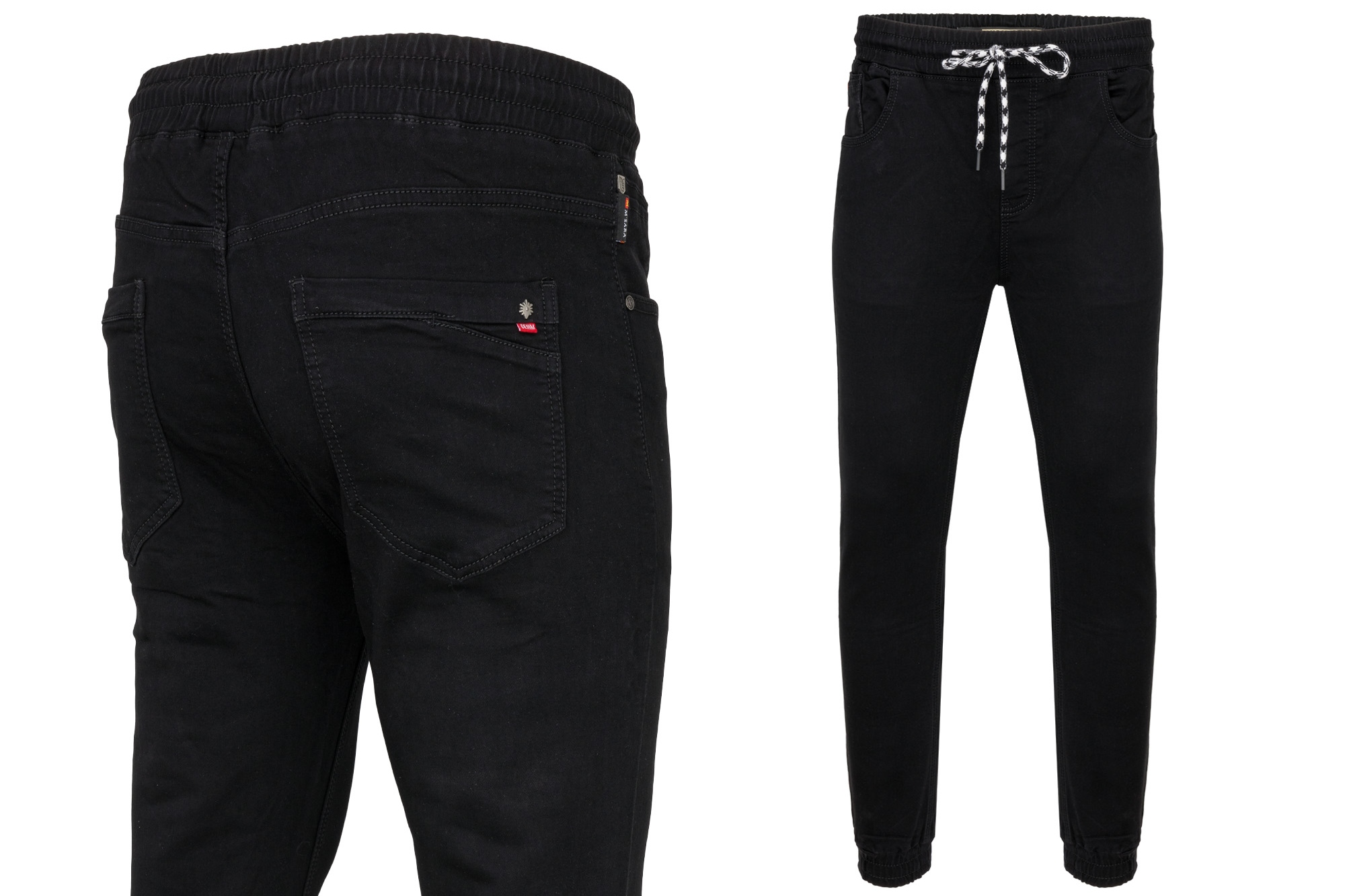 Pánské Jogger Kalhoty Černé Se Stahovacími Kapsami Bavlna S Elastanem: 34/31