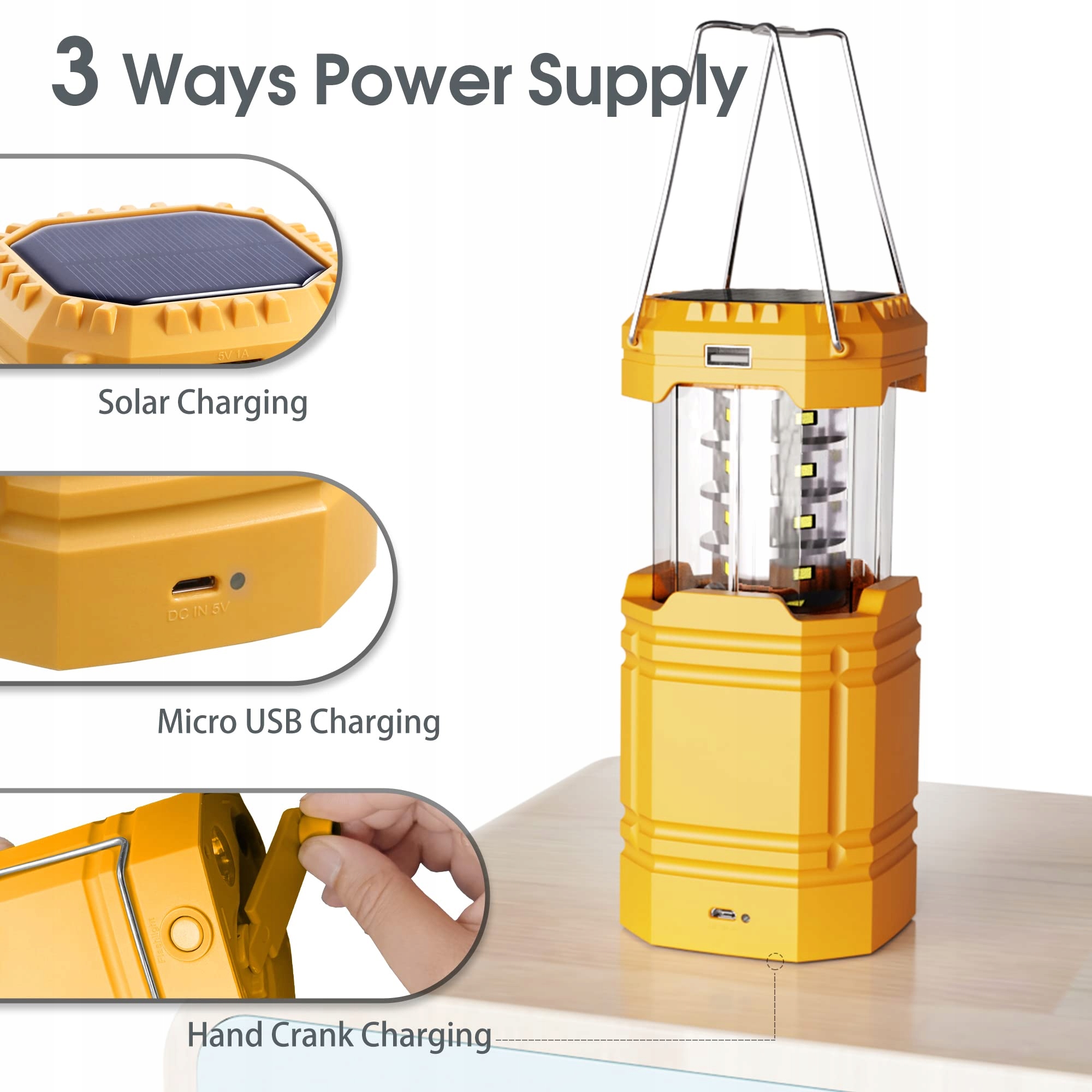 HANDKURBEL Solarowa Latarnia Campingowa LED Latarka Power Bank — miniatura 2