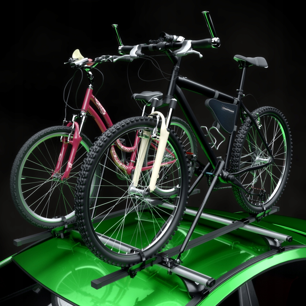 2x BAGAŻNIK DACHOWY NA ROWER - UCHWYT ROWEROWY STALOWY NA DACH - AMOS Długość 150 cm