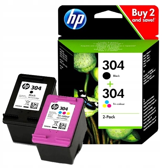 2x Tusz Hp 304 Deskjet 2600 series 2633 3720 3732 3730 3735 2620 2630 2632