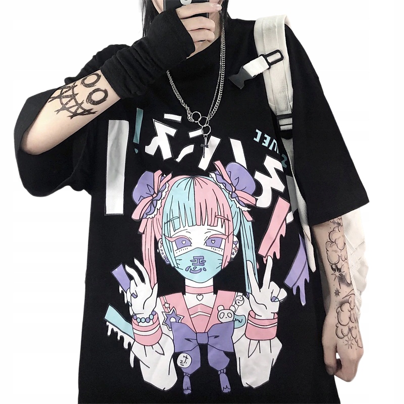Tričko oversize s potiskem Tričko japonský styl anime manga XL
