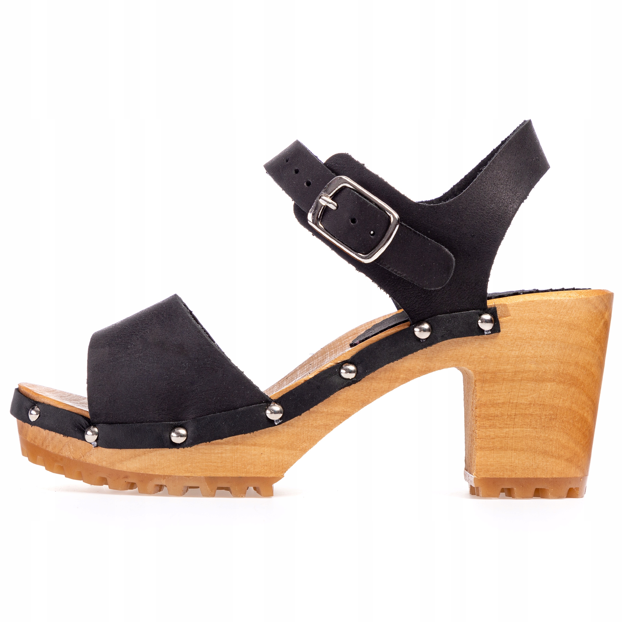 Dámské kožené dřeváky, sandály na podpatku 35-41 PanSzew