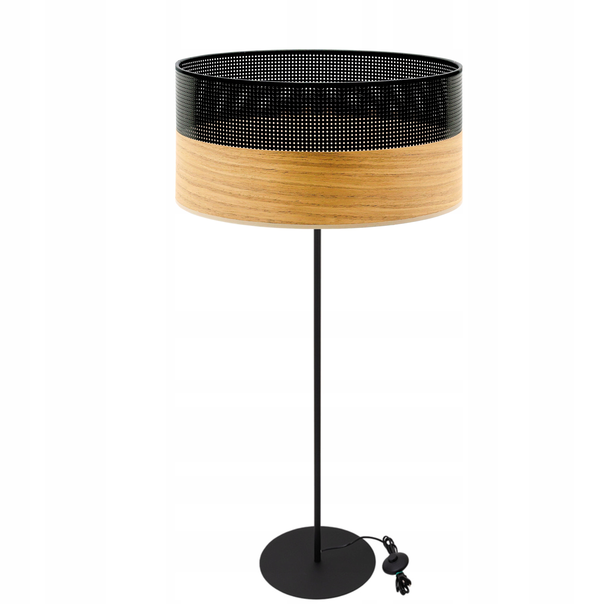 Stojacia Podlahová Lampa S Dreveným Tienidlom A Dierkami 40 CM E27