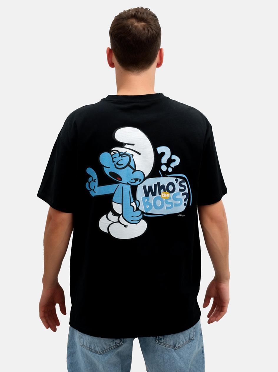 Tričko Tričko Pánské Oversize Černá Šmoulové Org Vážniak Boss XL