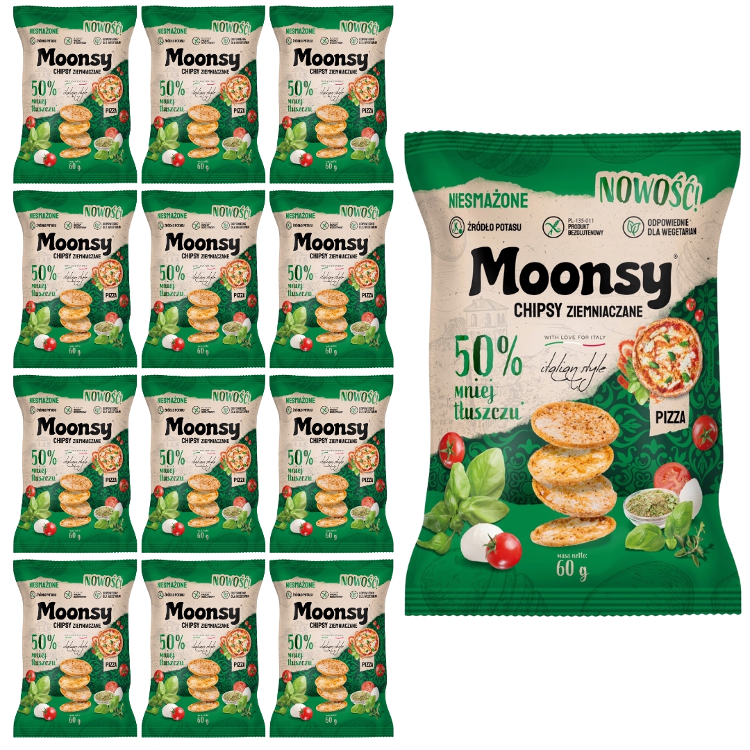 Levně Moonsy Bramborové chipsy Pizza 60g x 12 kusů