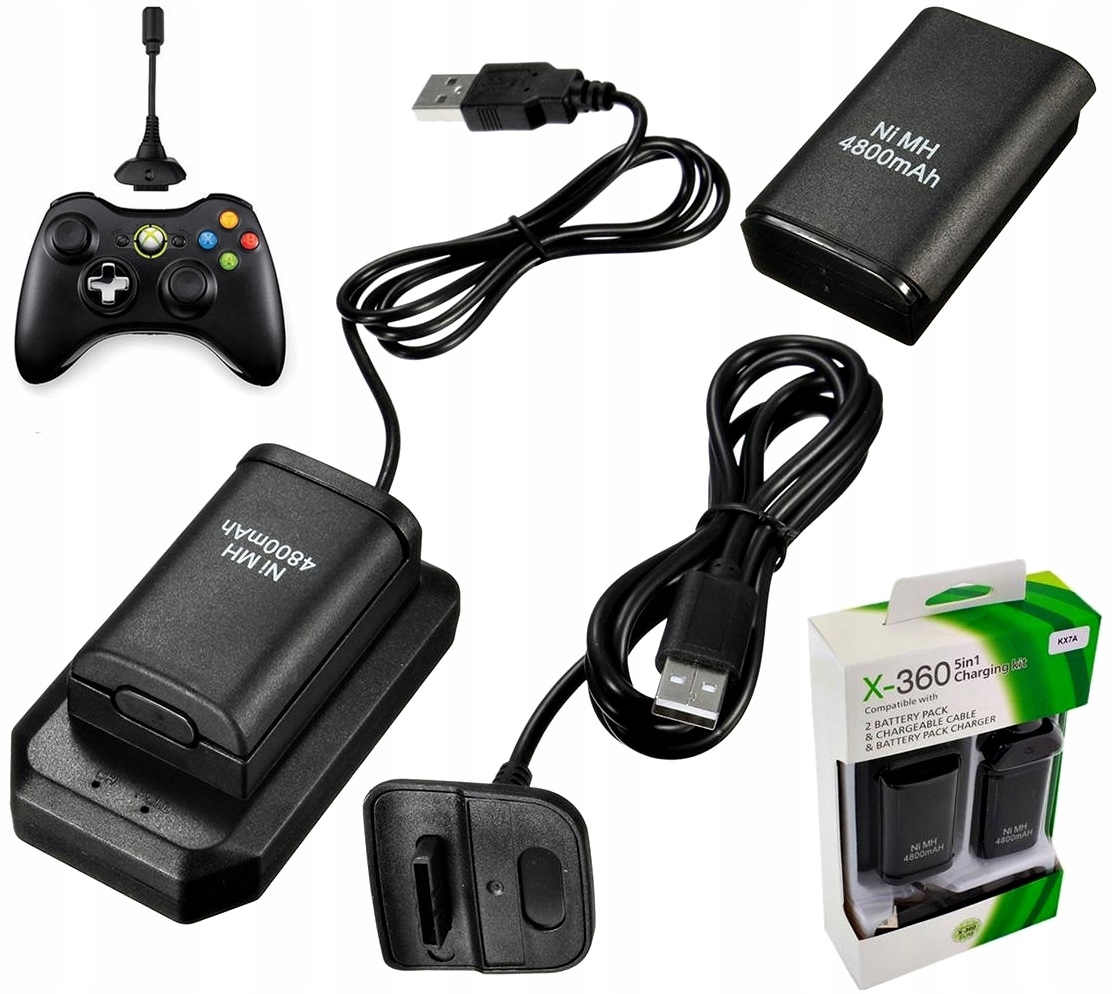 ŁADOWARKA USB DO XBOX 360 STACJA + BATERIE + KABEL