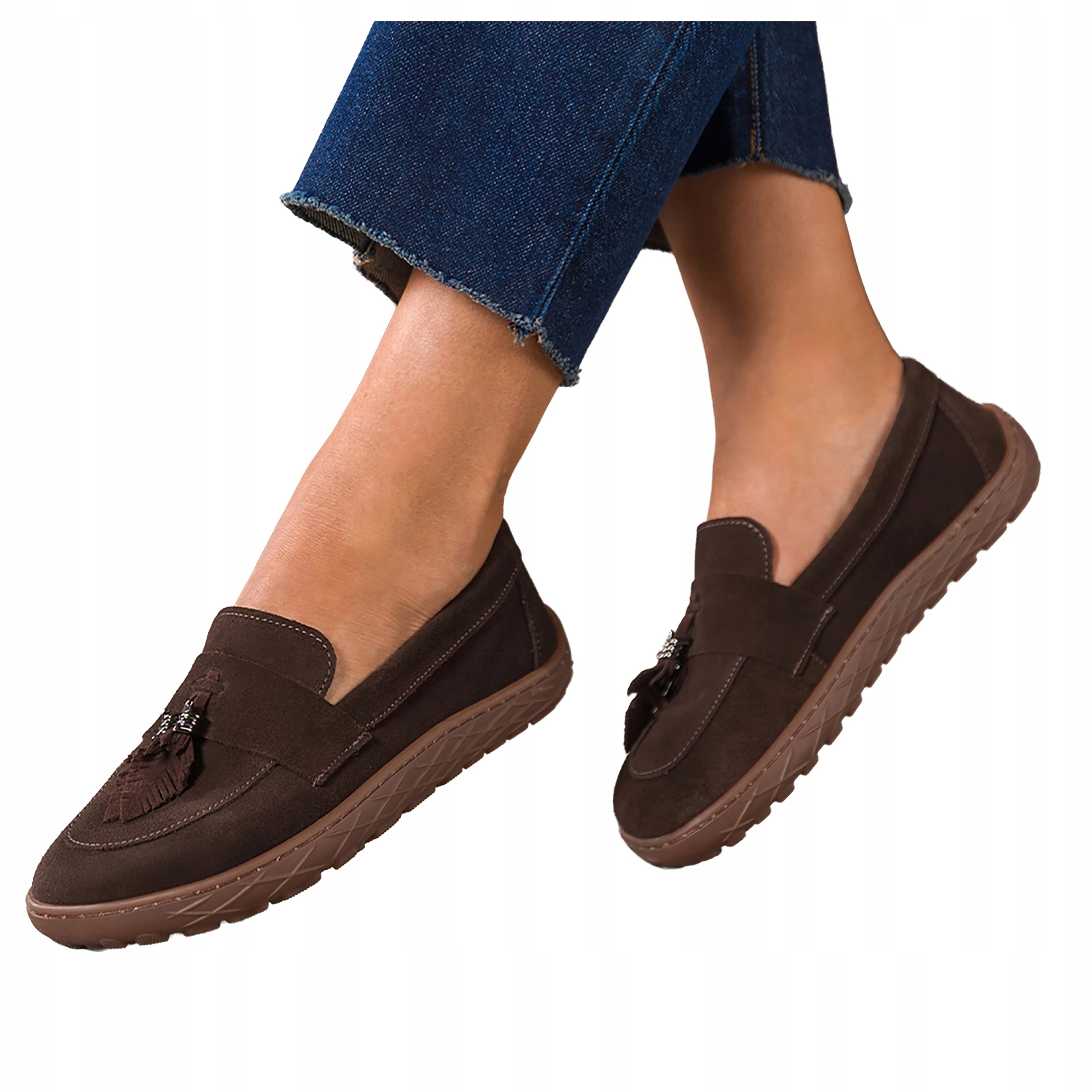 Čokoládové Mokasíny Dámské Modní Barefoot Semišové Pohodlné Kožené r 41