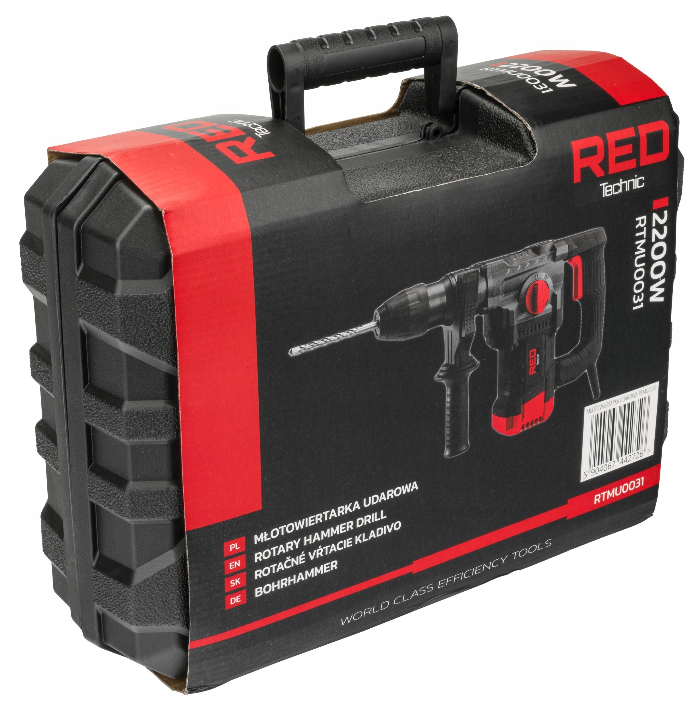 MŁOT UDAROWY MŁOTOWIERTARKA UDAR SDS+ 2200W 6J WALIZKA 3 X WIERTŁO + DŁUTA Zasilanie sieciowe