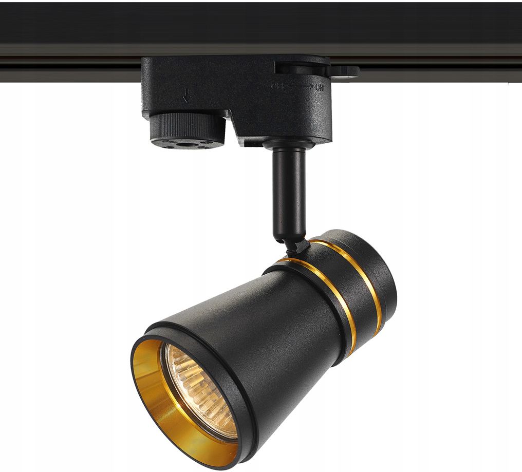 Reflektor szyn. z gn GU10, SILVIO GOLD 60mm czarny