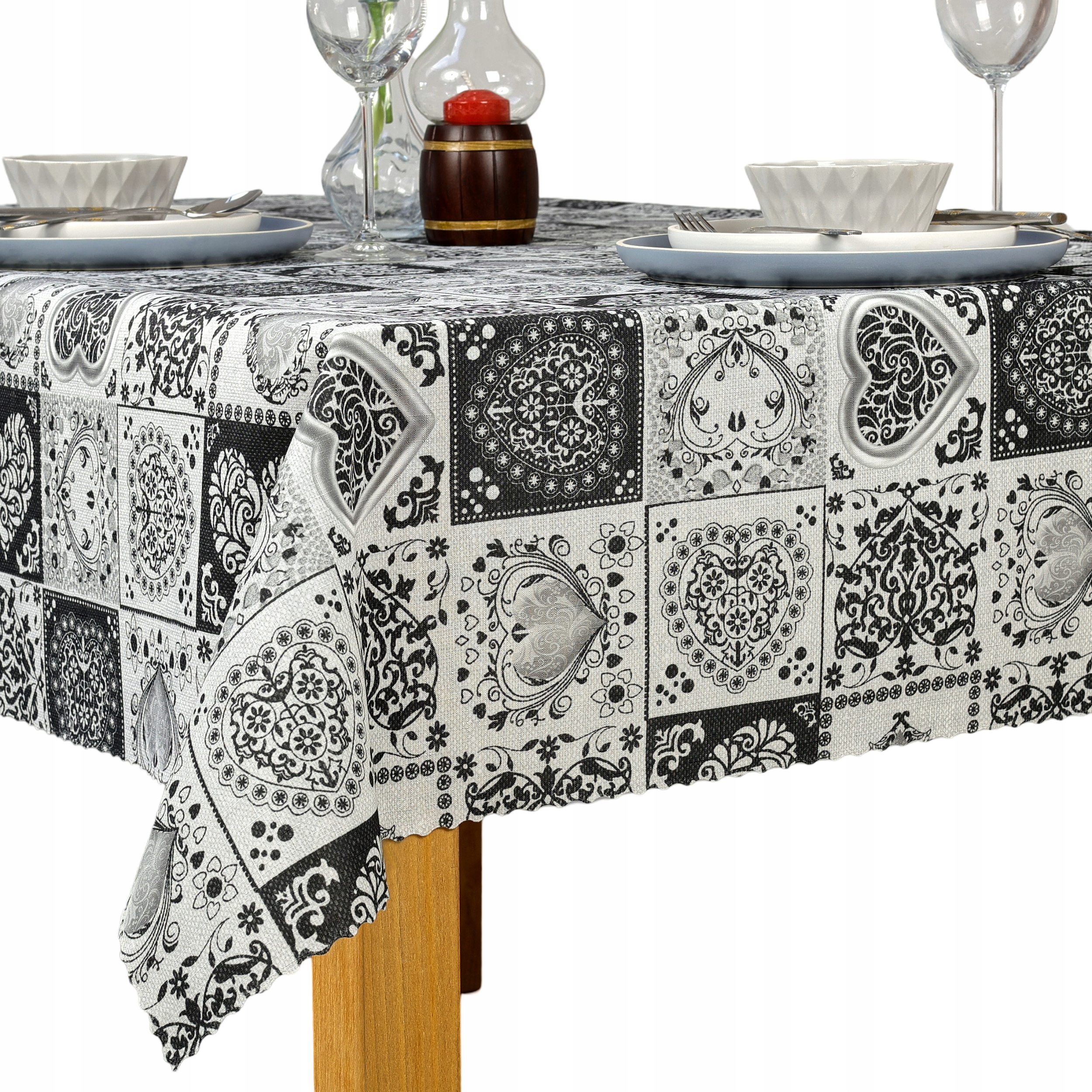 Ubrus odolný proti skvrnám Tisk na Valentýna Romantická večeře 150 x 230 cm