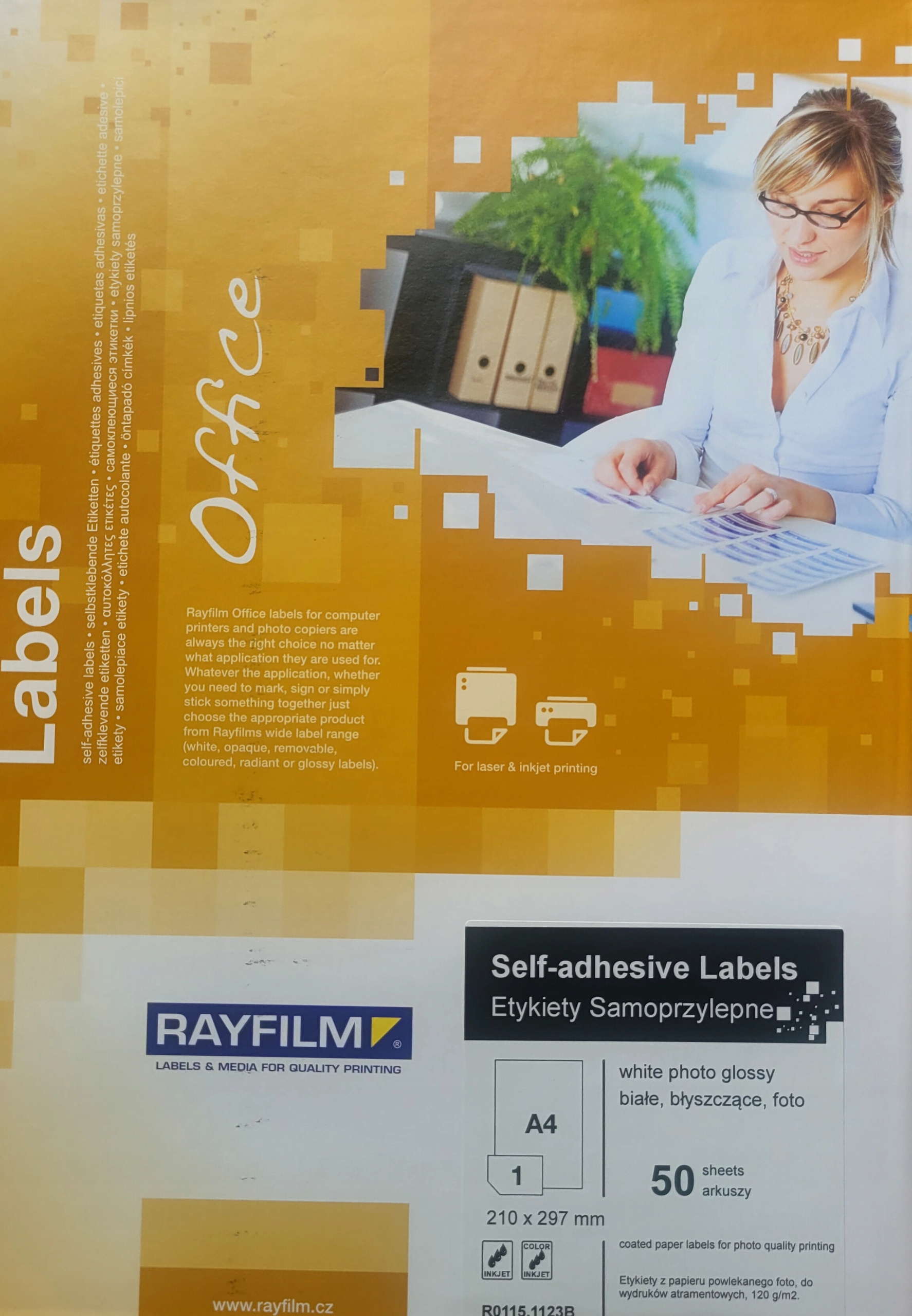 Papier samoprzylepny foto Biały Błysk 90g druk atrament A4 50 arkuszy