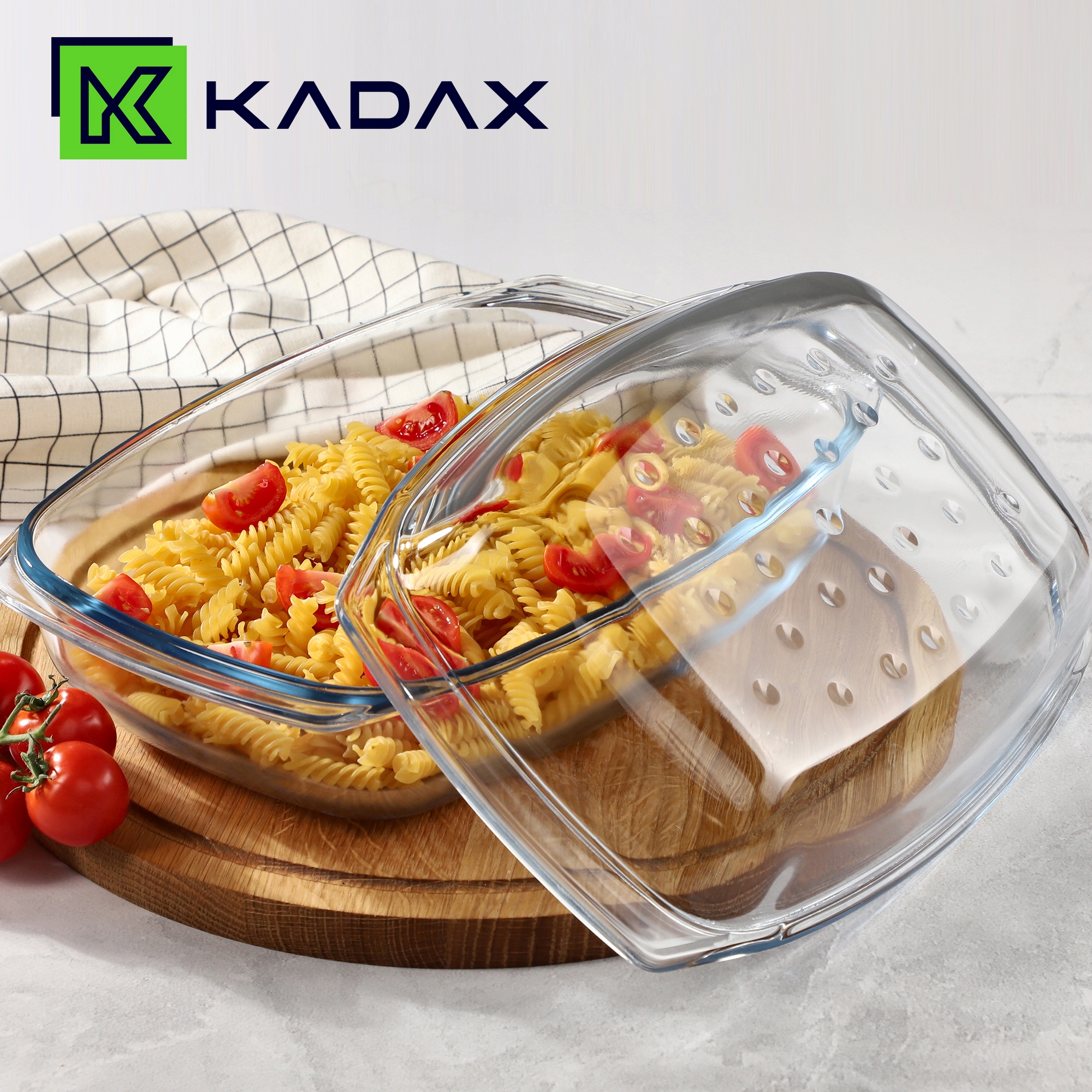 NACZYNIE ŻAROODPORNE Z POKRYWKĄ 4,1L SZKLANE Marka Kadax