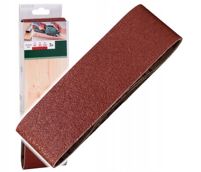 Papier Ścierny Do Szlifierki Taśmowej Bosch 75 x 533MM P60/80/100 3 Sztuki