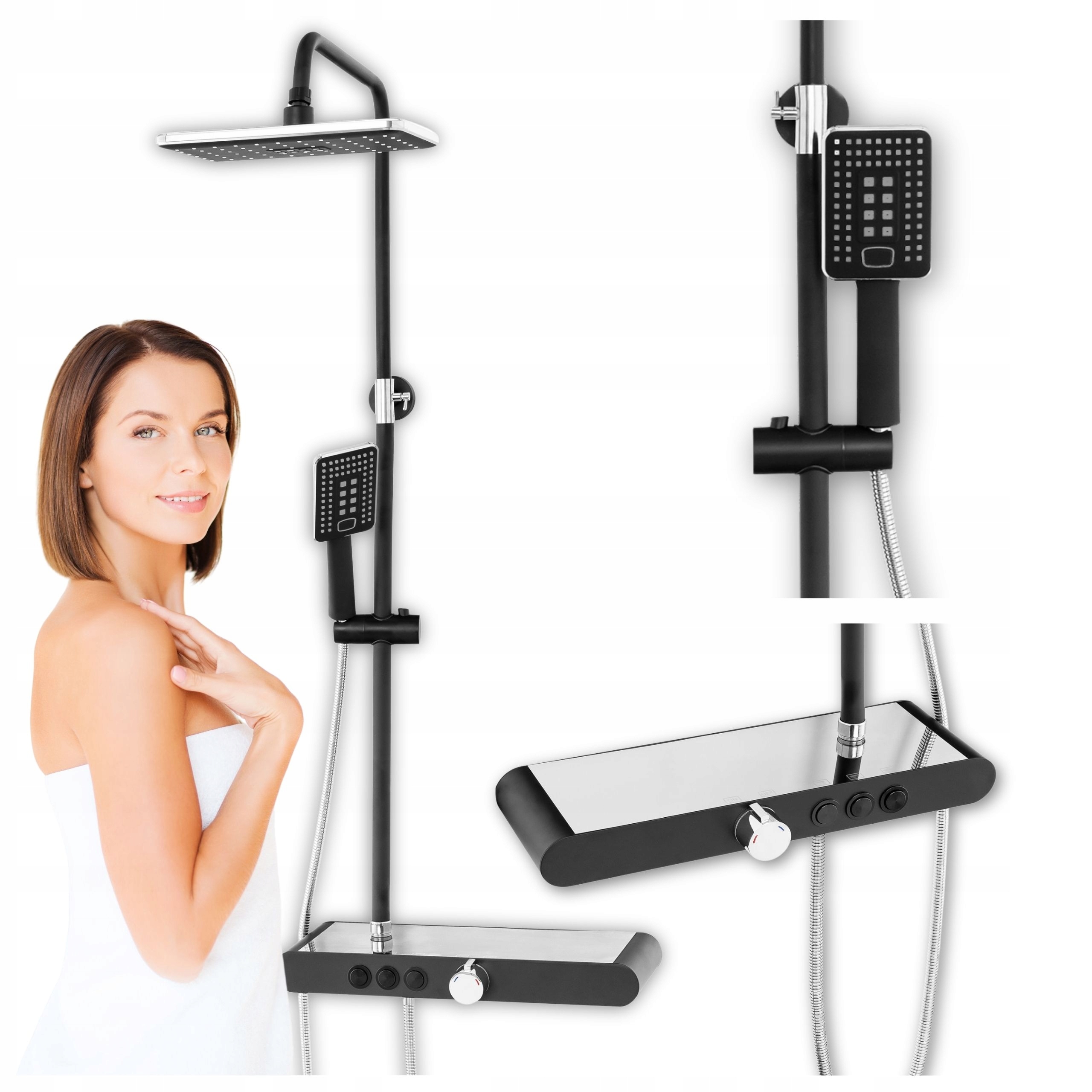 Sprchový Set Na Omítku Elena Černá/chrom