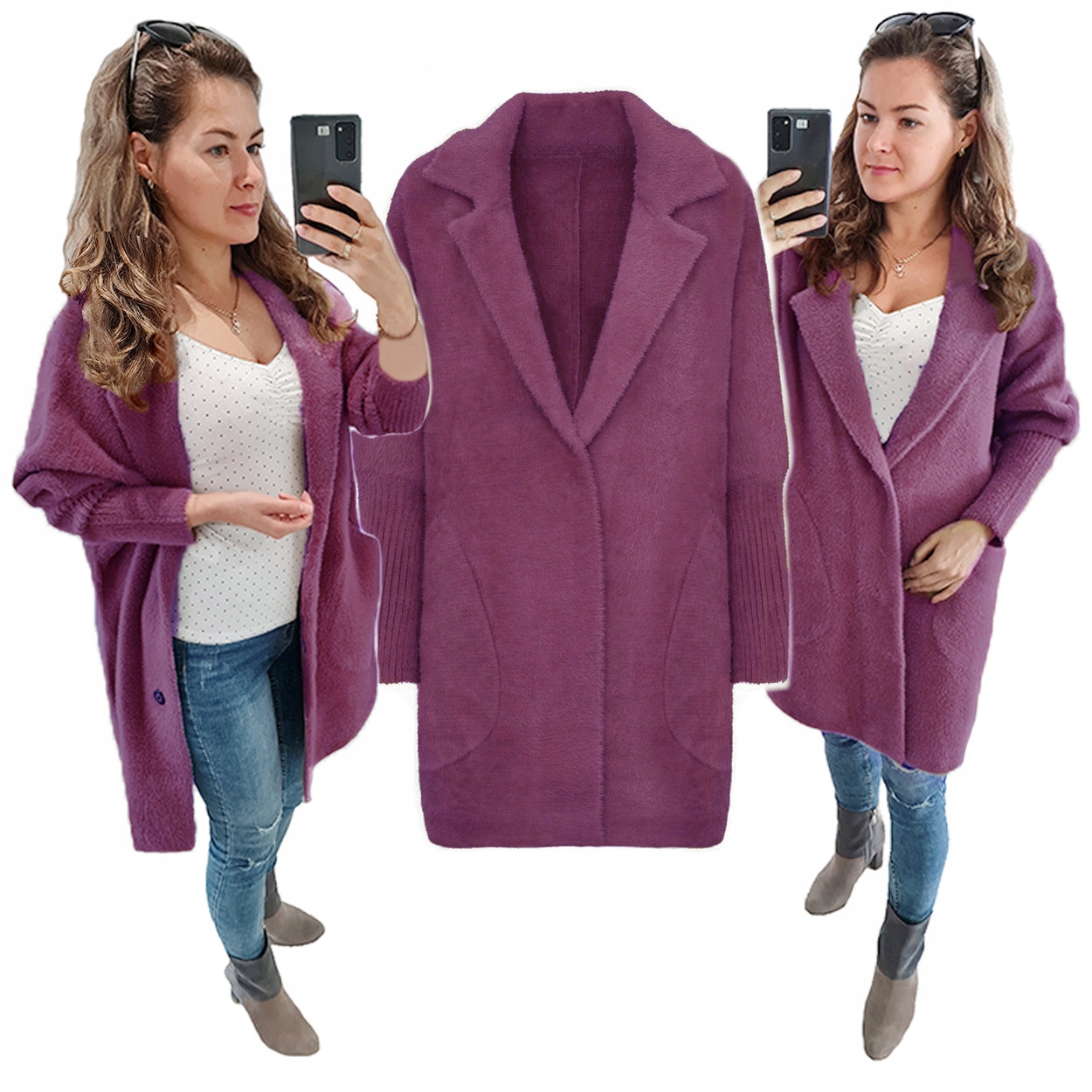 Płaszcz ALPAKI kurtka WEŁNA MODNE KOLORY oversize