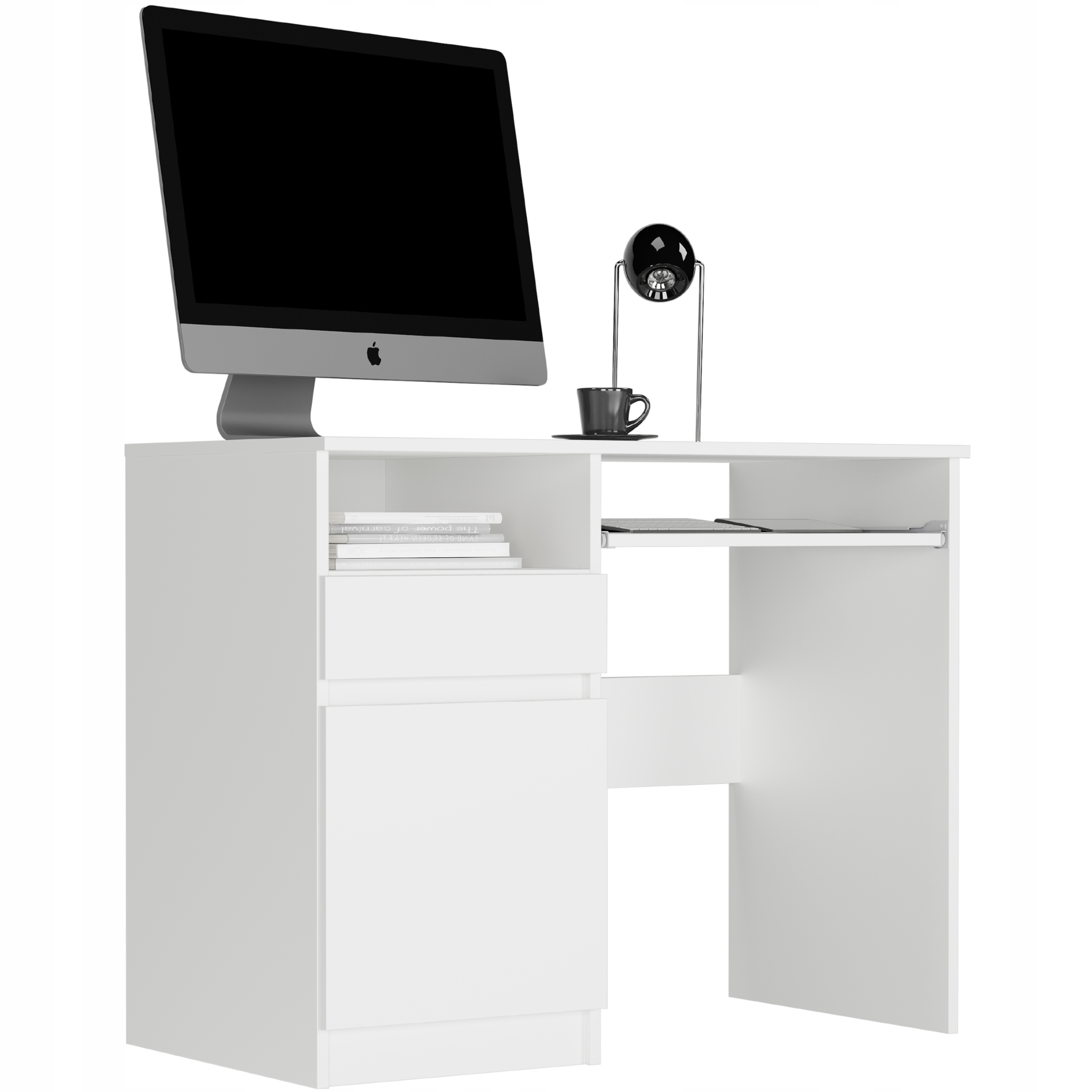 Meble biurko komputerowe stolik 96cm białe lewe N-35L