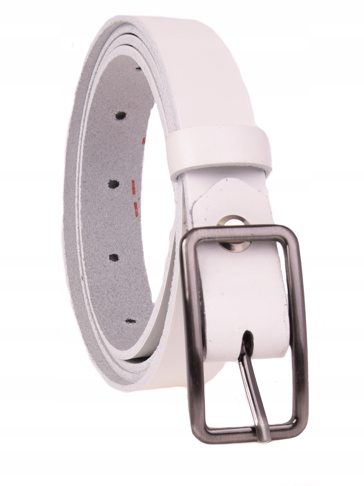 

Skórzany Pasek damski 2cm Biały