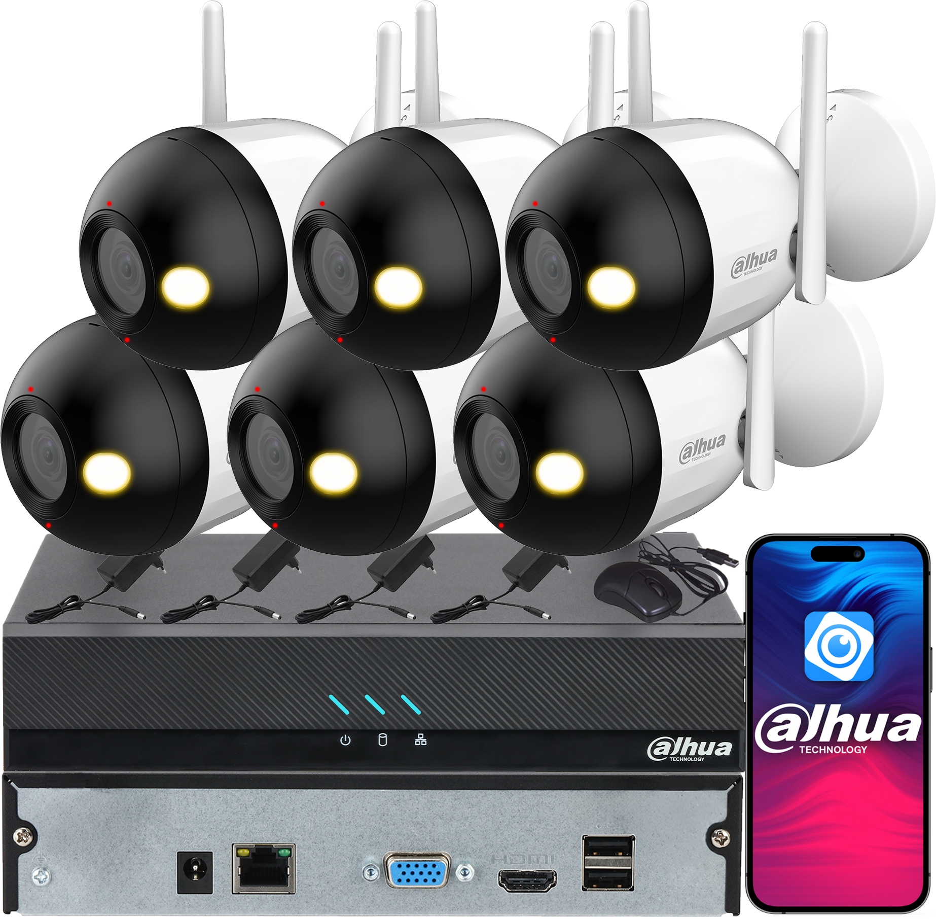 Dahua Monitoring pre 6 WiFi kamier 4MPx 2K F4C-PV Inteligentné duálne svetlo Audio