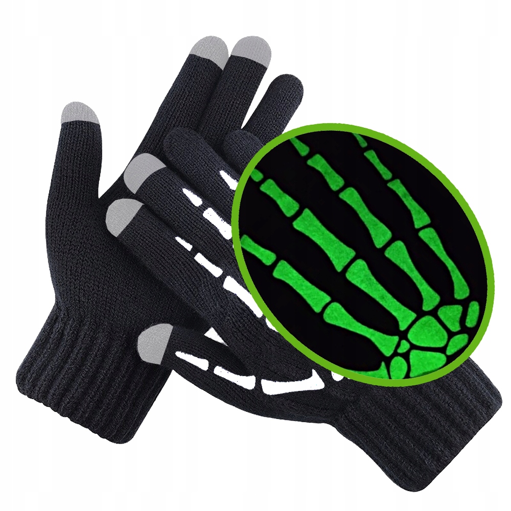 FLUORESCENCYJNE RĘKAWICZKI DO SMARTFONA DOTYKOWE ODBLASKOWE KOŚCIOTRUP Rodzaj pięciopalczaste