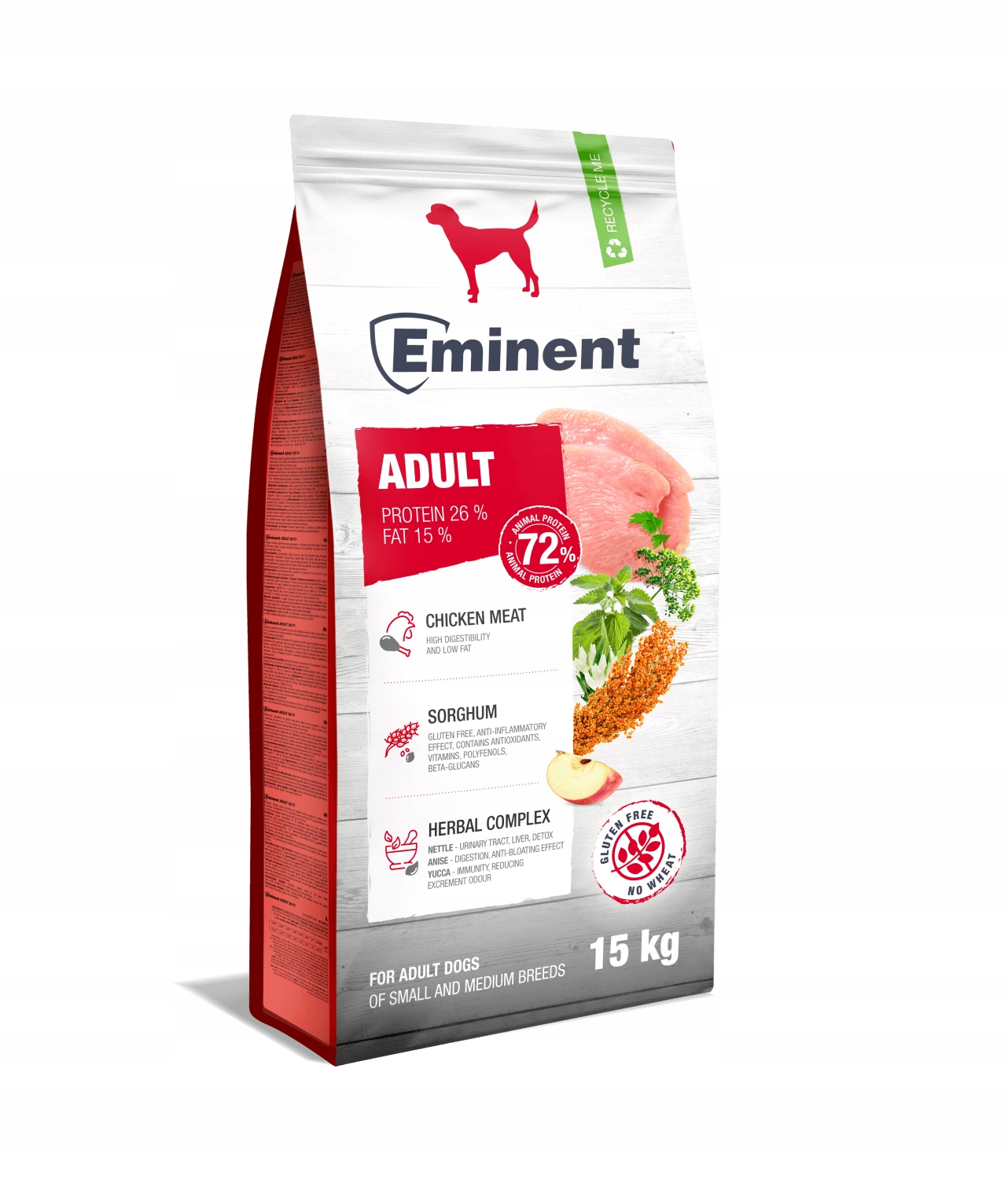 Levně Krmivo Eminent Adult 26/15 pro dospělé psy středních plemen 15 kg bezlepkové