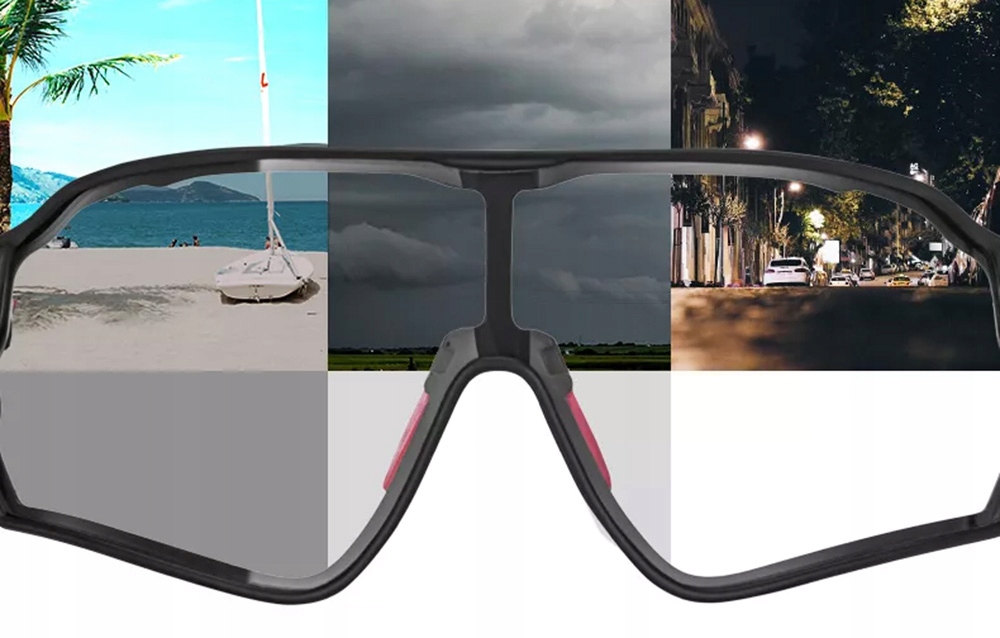 ROCKBROS CZARNE OKULARY ROWEROWE FOTOCHROMOWE UV400 KAT.3 POLIKARBON ETUI Model 039271