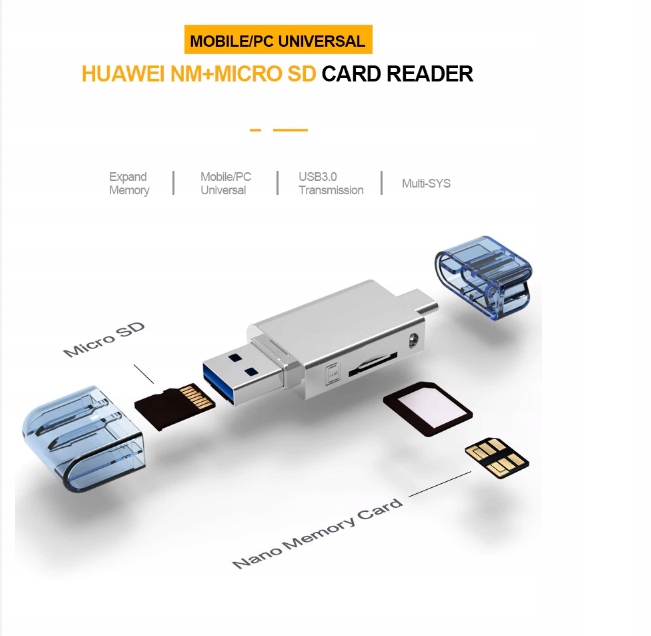 Czytnik Kart NM Nano Micro SD 2w1 USB-C3.1/ USB3.0 Rodzaj MMC/SD