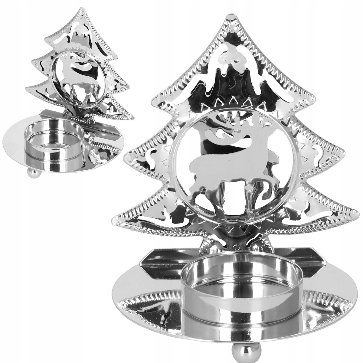 ŚWIECZNIK NA TEALIGHT SREBRNY ŚWIĄTECZNY METALOWY OZDOBA DEKORACJA NA STÓŁ Marka Springos