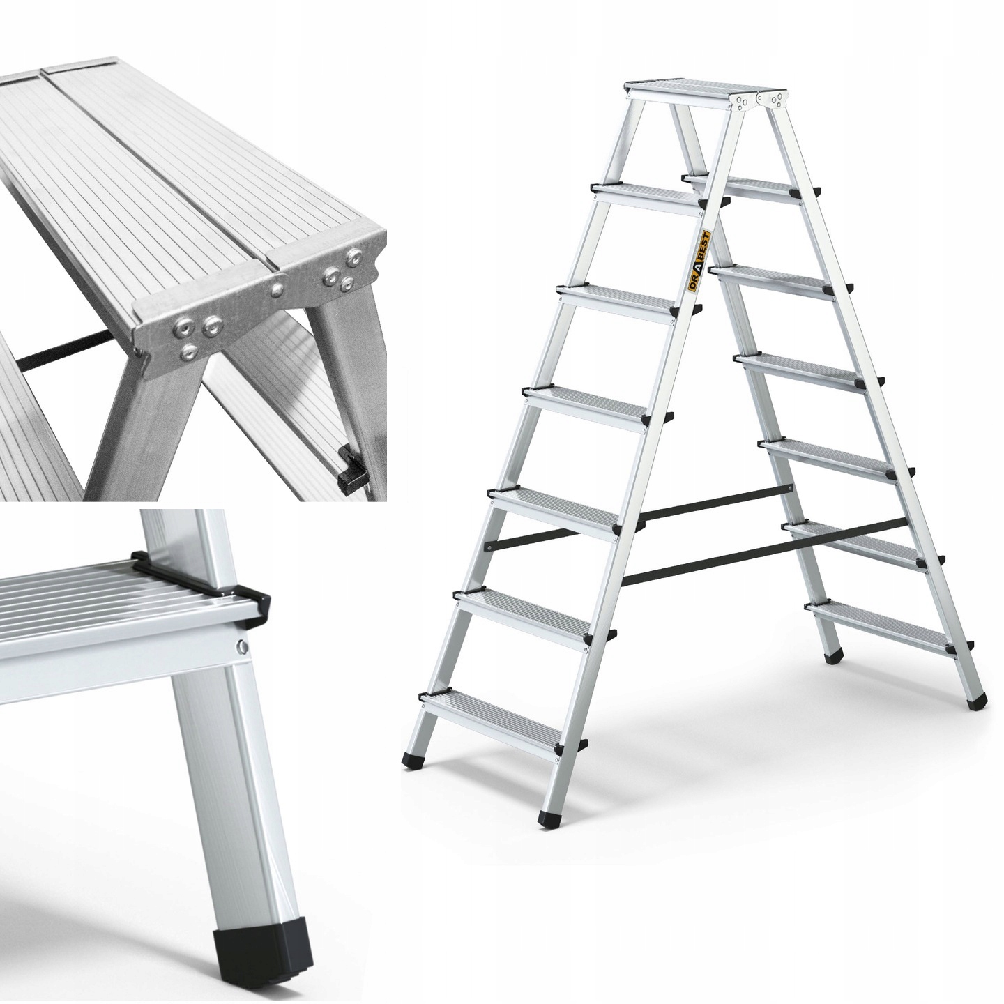 Hliníkový rebrík pre domácnosť, obojstranný 2x7 Drabest