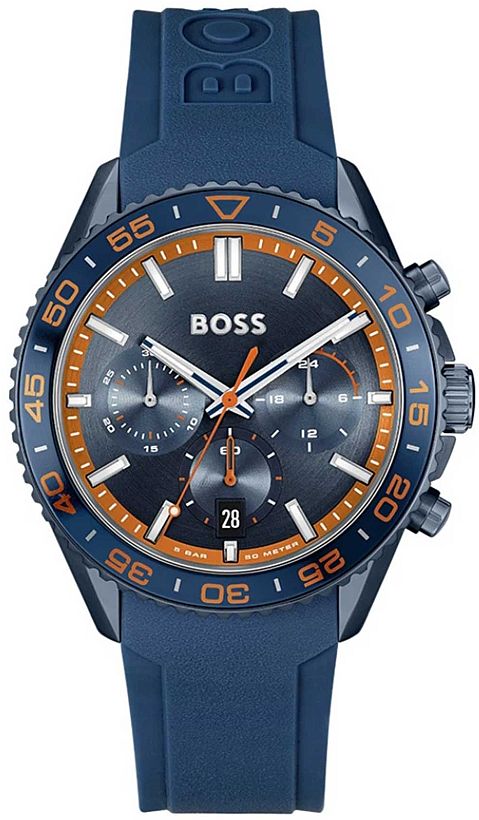 Pánské Hodinky Hugo Boss 1514142 Runner Tmavě Modré Chrono Na Opasku Datumovka