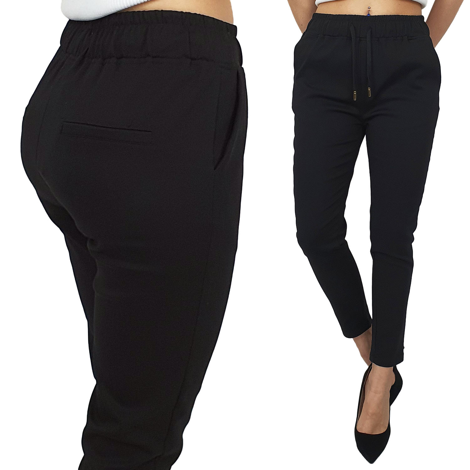 

#eleganckie Damskie Spodnie - Gumka 7/8 - Freesia