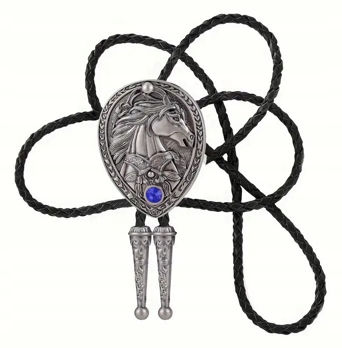 Kůň se zirkonem kravata country western bolo pletenina přírodní kůže