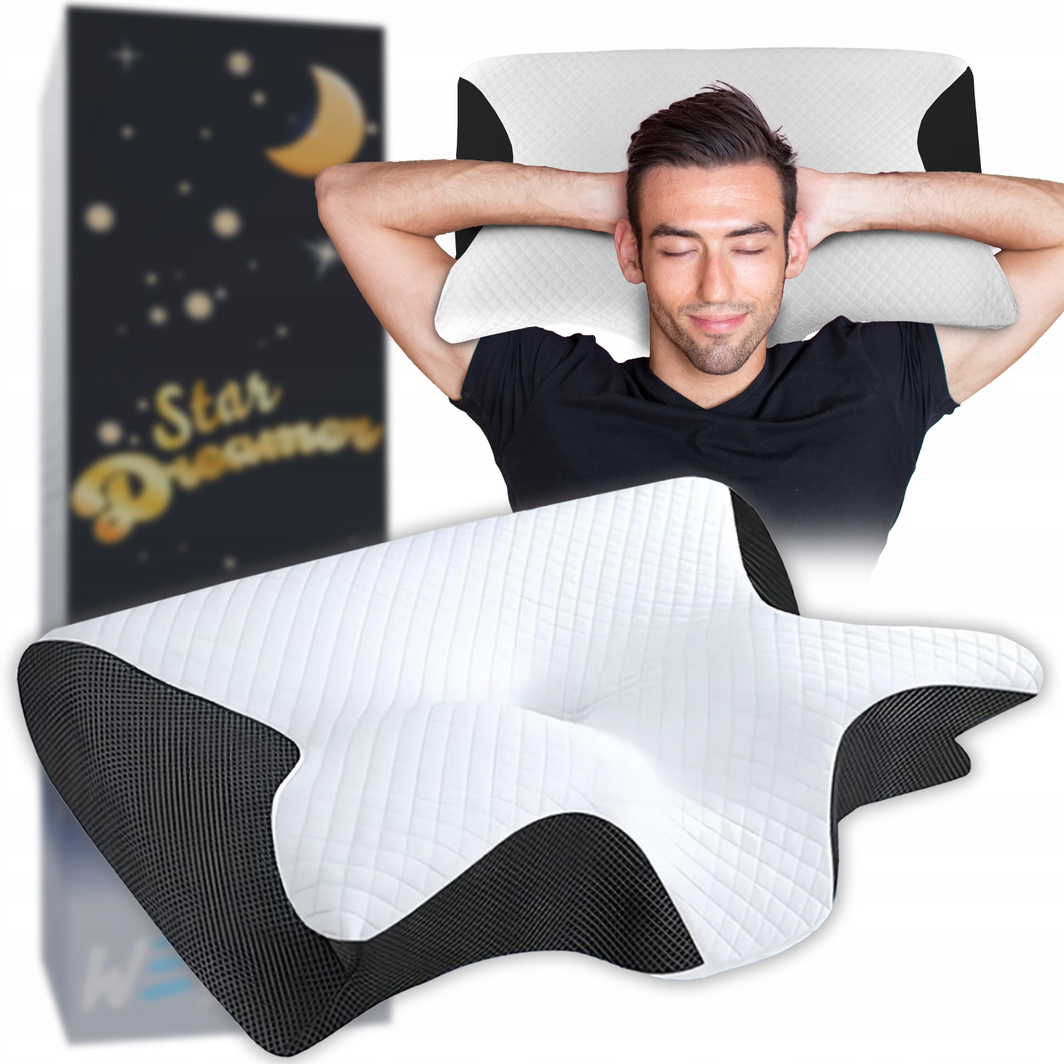Ortopedyczna Poduszka Star Do Spania Pianka Memory Profilowana Na Plecach