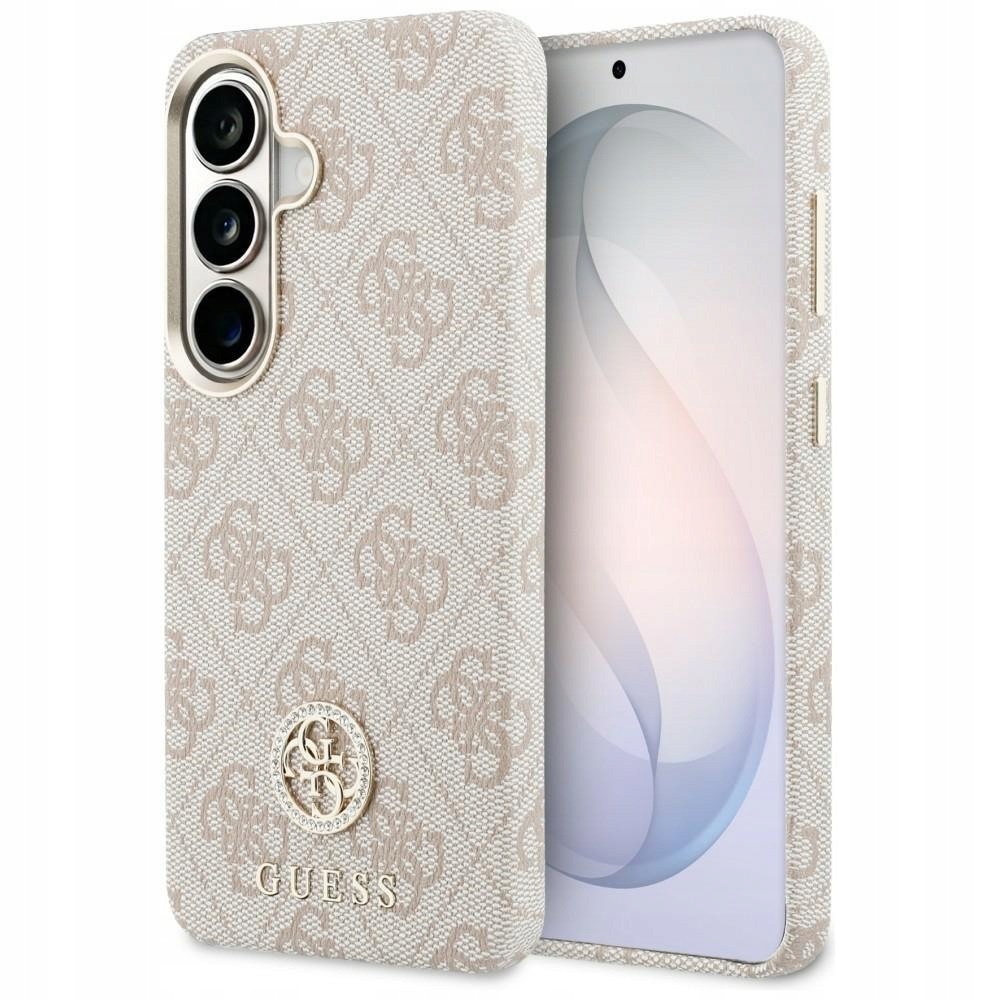Etui Guess 4G Rhinestone Round LogoMagSafe do Samsung Galaxy S26 różowy