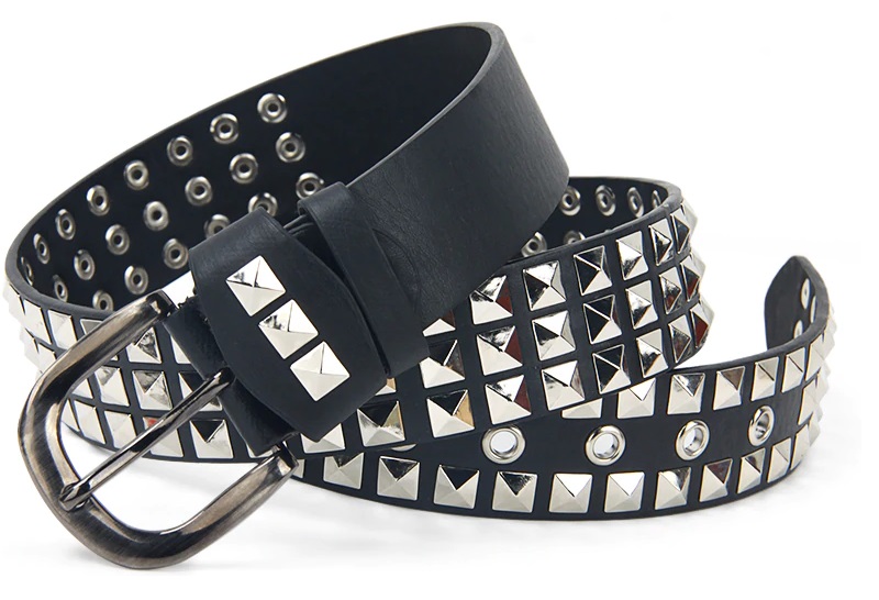 

Pasek Męski Czarny Spodnii Punk Ćwieki 120 Duży