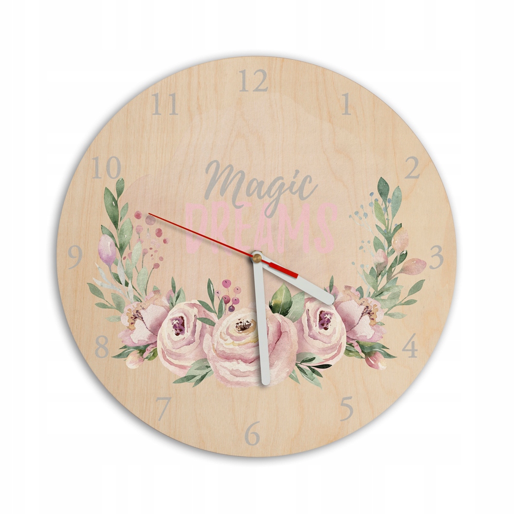 CICHY Zegar ścienny do pokoju dziecka kwiaty dream