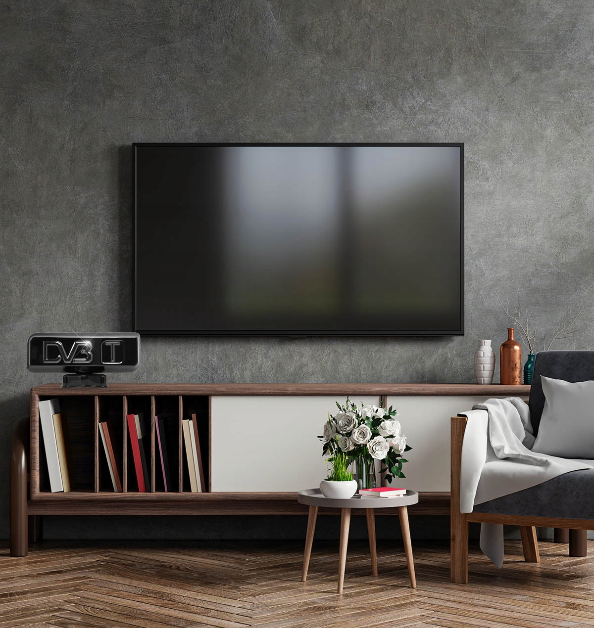 ANTENA POKOJOWA DVB-T2 4K H.265 HEVC ALPHA 45db PL Kolor czarny