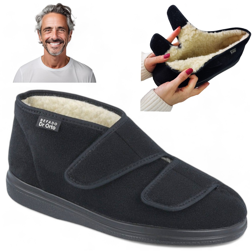 Pánské ortopedické Papuče Dr Orto Wool Healthy Warm Na Suchý Zip velikost 43