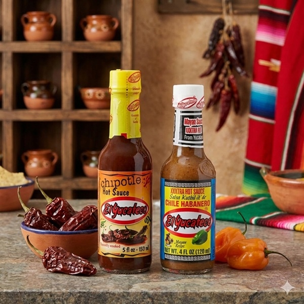 Levně El Yucateco Salsa Chipotle 150 ml a Yucateco Extra Hot 120 ml