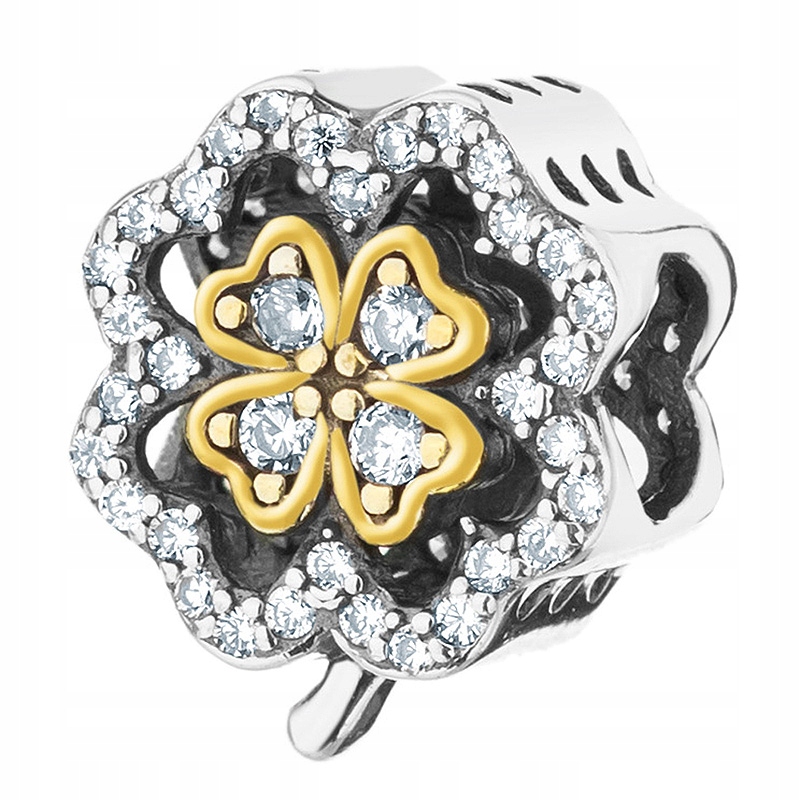 

Srebrna Zawieszka Koralik pr. 925 Charms Koniczyna