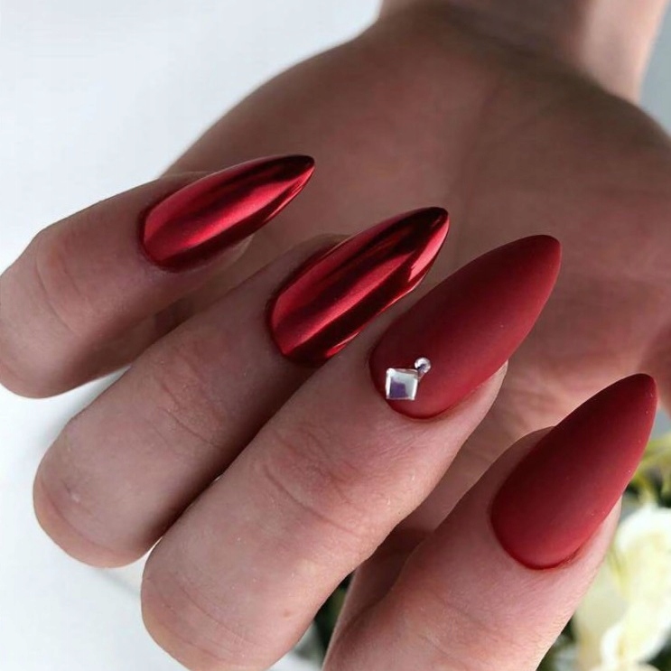 GLASS RED efekt lustra pyłek CZERWONY do paznokci Rodzaj Pyłek