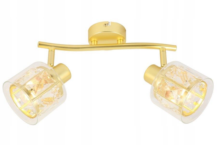 Złoty kinkiet podwójny nad lustro kryształ Elmo gabinet garderoba