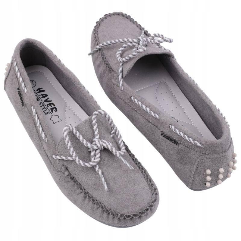 SZARE MOKASYNY DAMSKIE WSUWANE PÓŁBUTY WKŁADKA EKOSKÓRA ELEGANCKIE Płeć kobieta