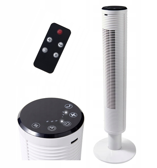 Stĺpový ventilátor s diaľkovým ovládaním časovač 45 W biely