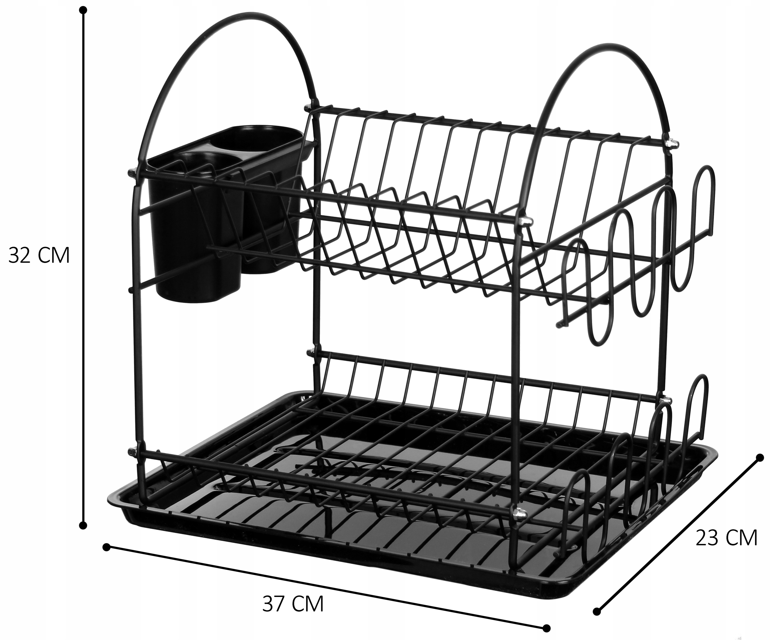 SUSZARKA DO NACZYŃ DWUPOZIOMOWA OCIEKACZ NA TALERZE SZTUĆCE CZARNA XL Marka Brunbeste