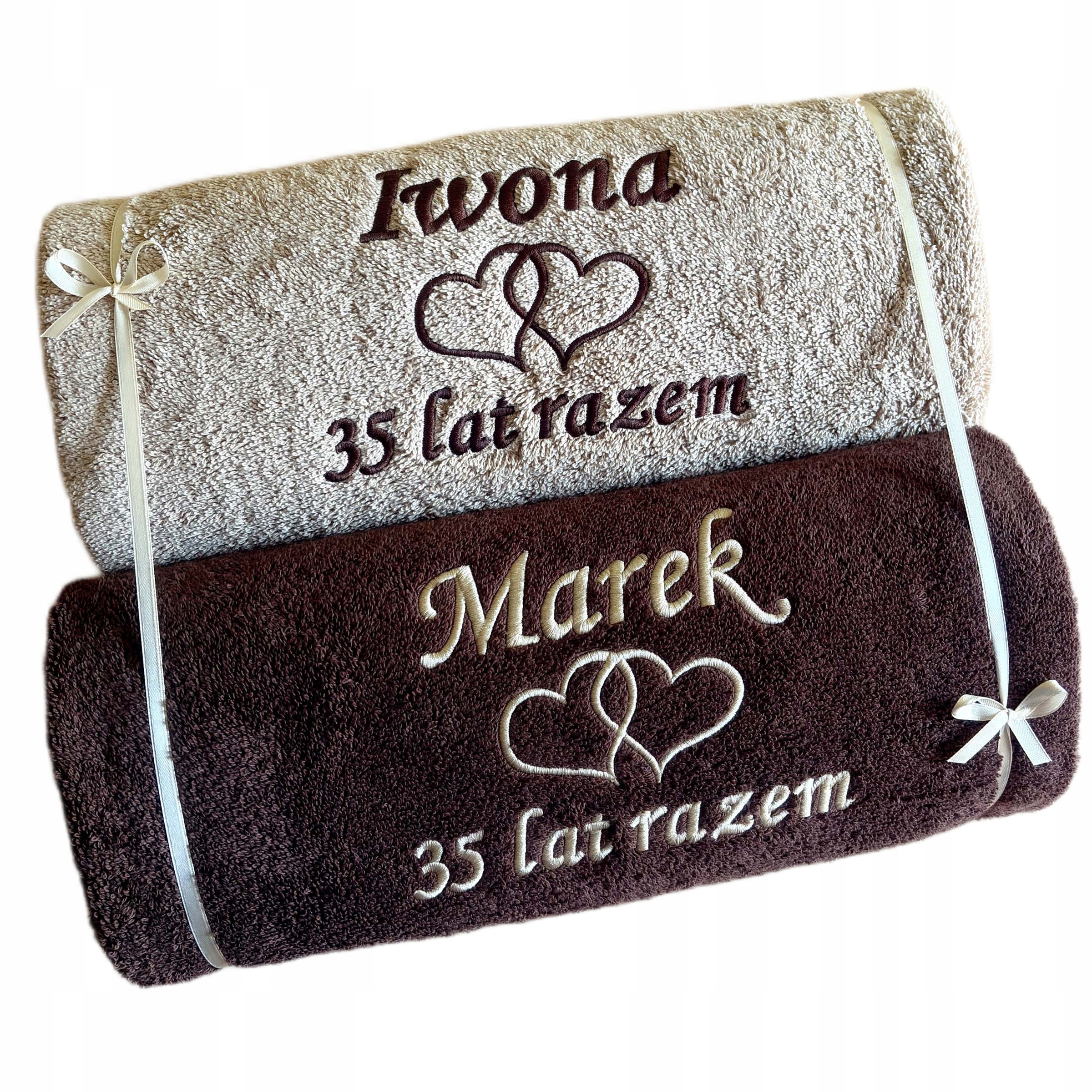 Výjimečný dárek k 35. Výročí Svatby, korálové hody, Ručníky s nápis, výšivka