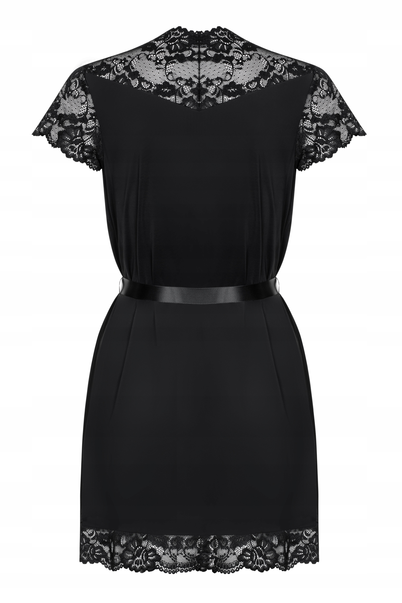 Obsessive 810-PEI-1 černá krajka L/XL Noční peniuar