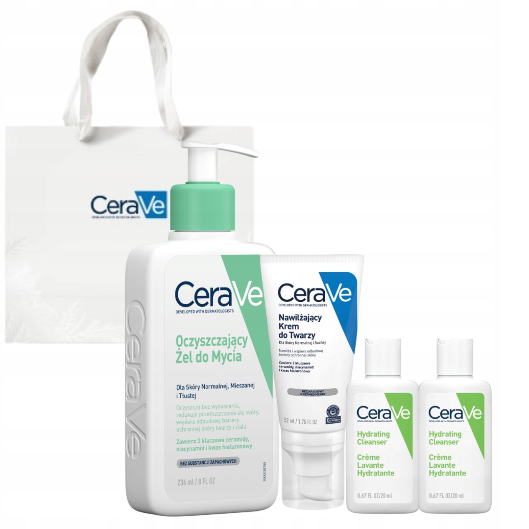 CeraVe Zestaw prezentowy Oczyszczający żel, Nawilżający krem do twarzy