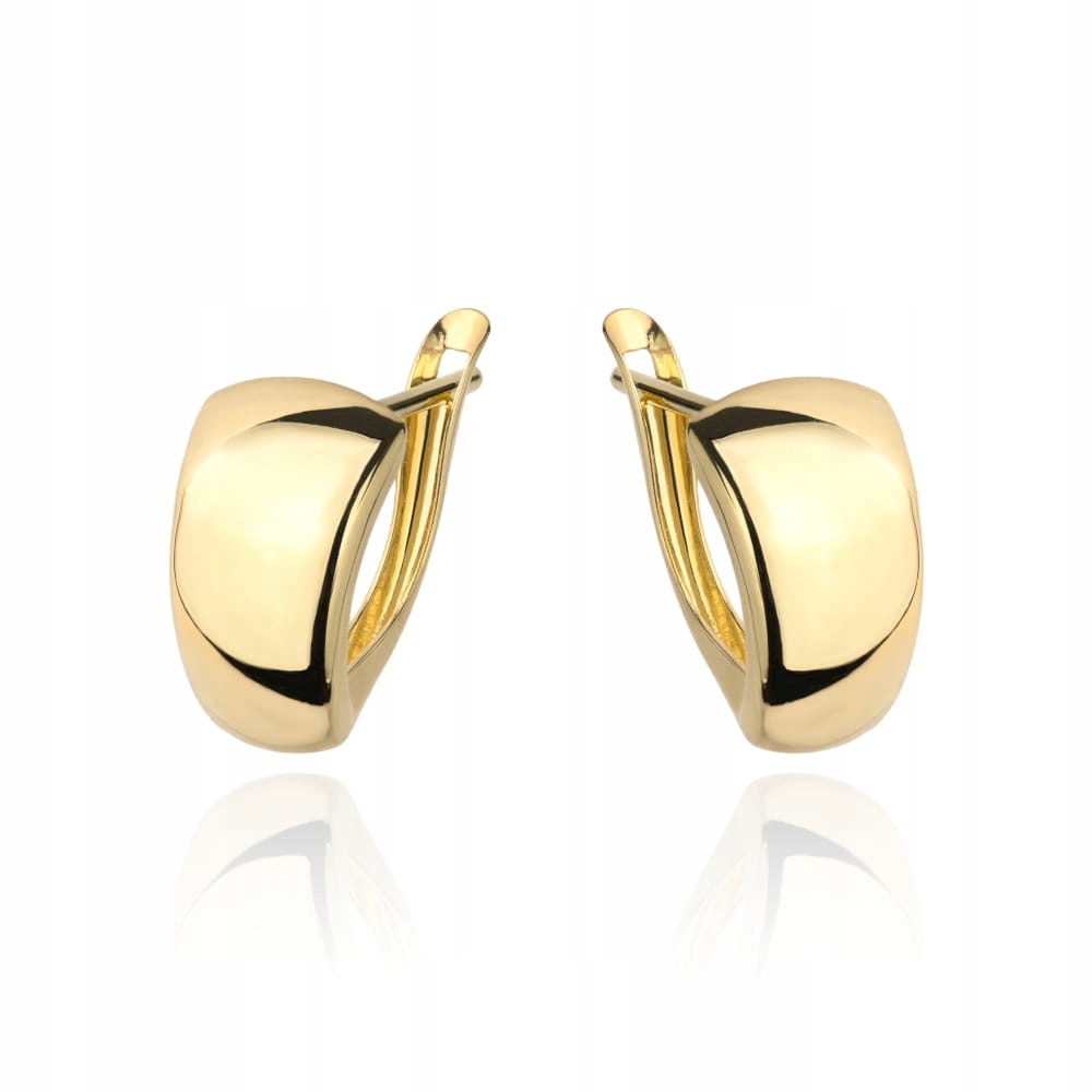 Náušnice zlaté 585 hladký módní design, doplněk pro elegantní ženu