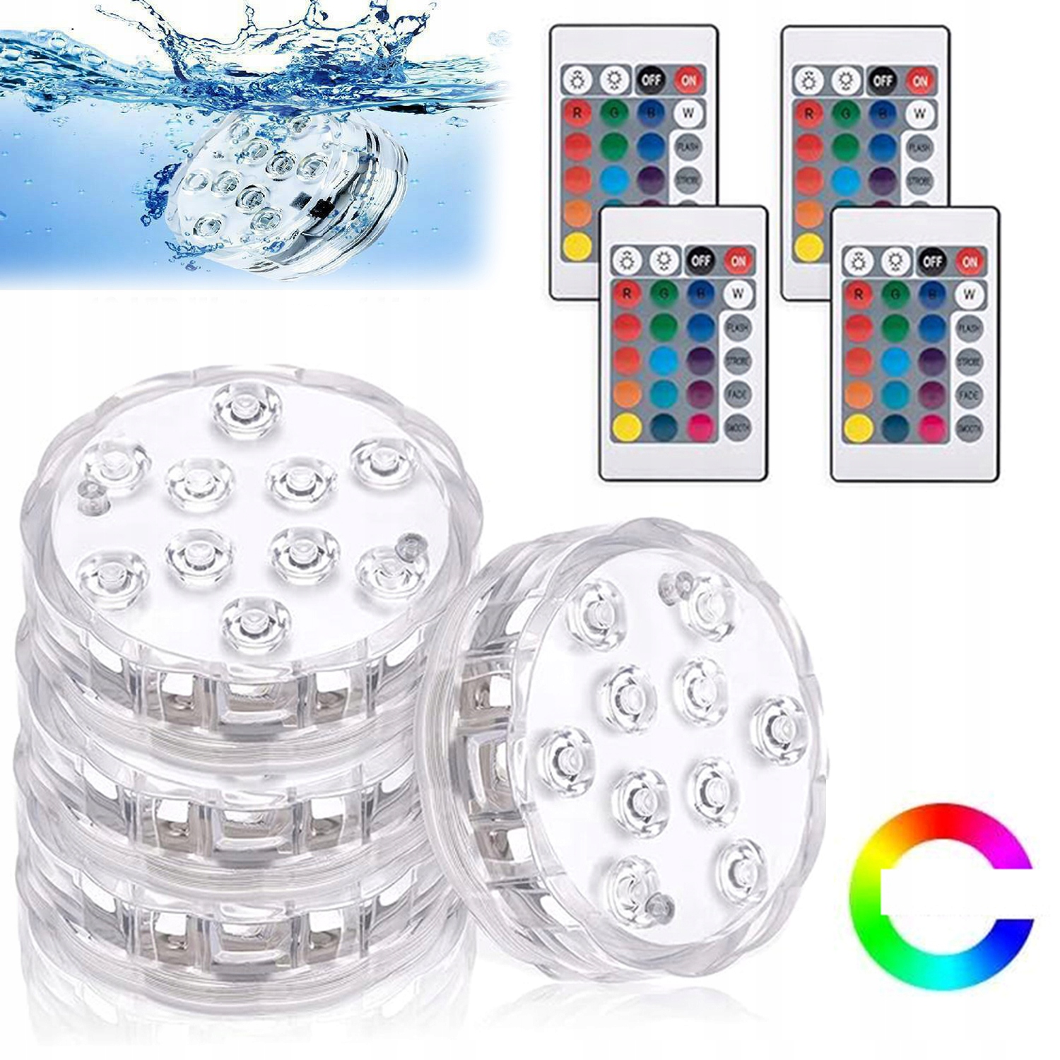 4SZT. Lampa Basenowa Led Rgb Basen Z Pilotem