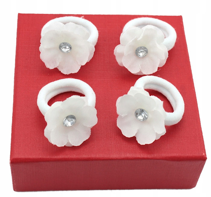 

Gumki Do Włosów Białe Kwiaty 4 Sztuki Komunia